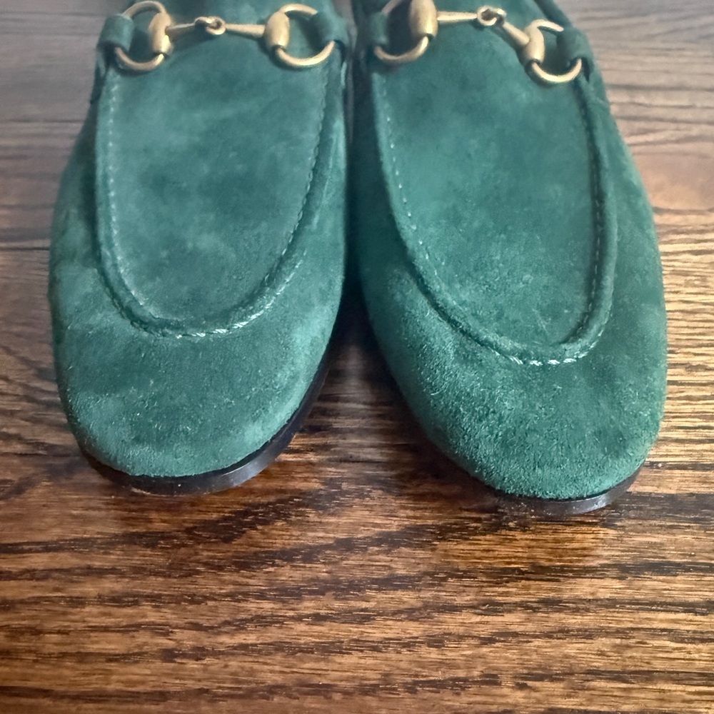$1,090 Gucci Green Suede Loafers men’s 9 - Picture 4 of 12